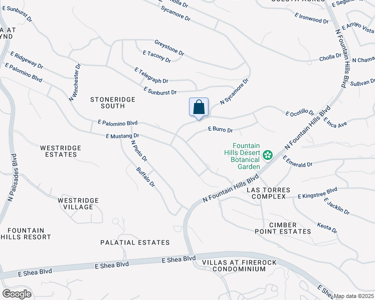 map of restaurants, bars, coffee shops, grocery stores, and more near 15739 East Palomino Boulevard in Fountain Hills