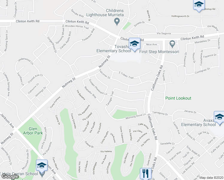 map of restaurants, bars, coffee shops, grocery stores, and more near 39779 Tanager Trail in Murrieta