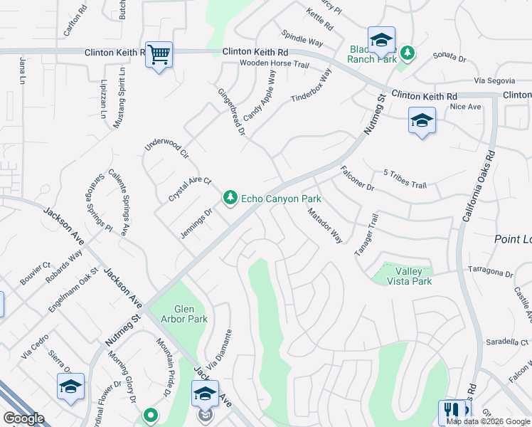 map of restaurants, bars, coffee shops, grocery stores, and more near 23763 Vía Compadres in Murrieta