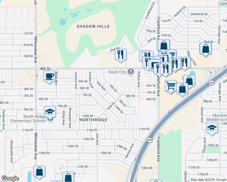 map of restaurants, bars, coffee shops, grocery stores, and more near 6113 8th Drive in Lubbock