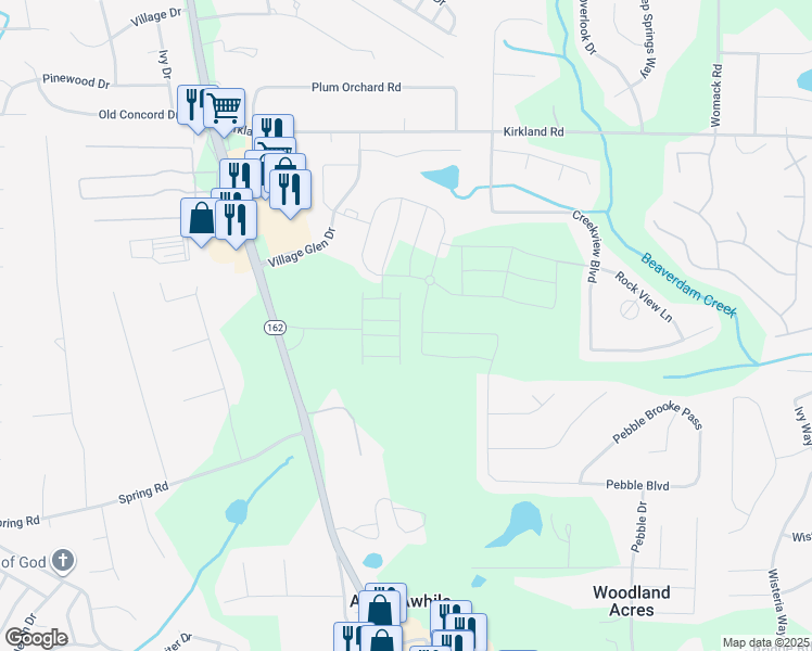 map of restaurants, bars, coffee shops, grocery stores, and more near in Abide Awhile