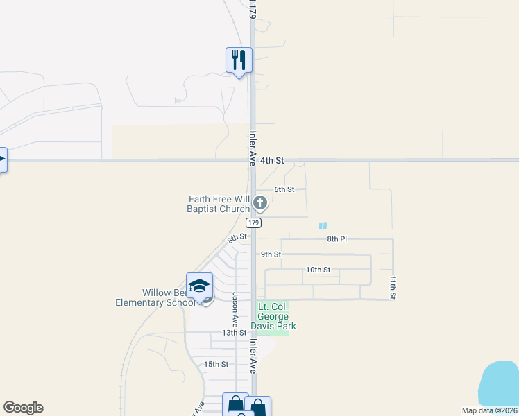 map of restaurants, bars, coffee shops, grocery stores, and more near 601-699 Farm to Market 179 in Lubbock