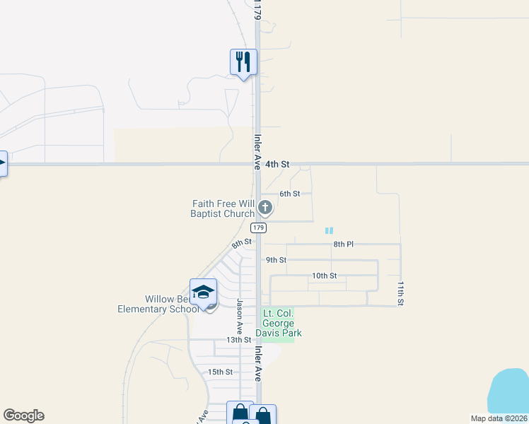 map of restaurants, bars, coffee shops, grocery stores, and more near 601-699 Farm to Market 179 in Lubbock