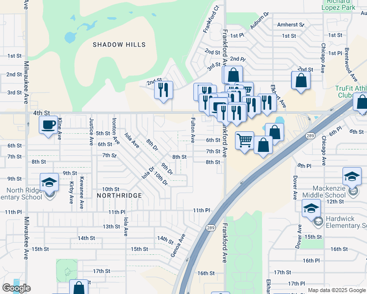 map of restaurants, bars, coffee shops, grocery stores, and more near 602 Fulton Avenue in Lubbock