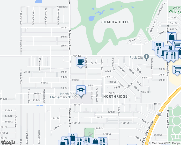 map of restaurants, bars, coffee shops, grocery stores, and more near 6220 7th Street in Lubbock