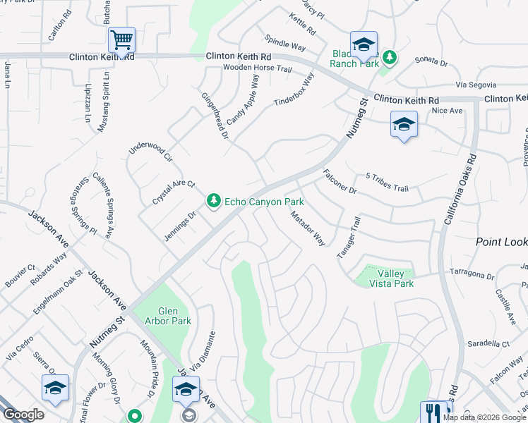 map of restaurants, bars, coffee shops, grocery stores, and more near 23767 Vía Barletta in Murrieta