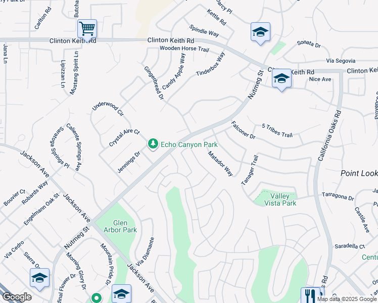 map of restaurants, bars, coffee shops, grocery stores, and more near 23767 Vía Barletta in Murrieta