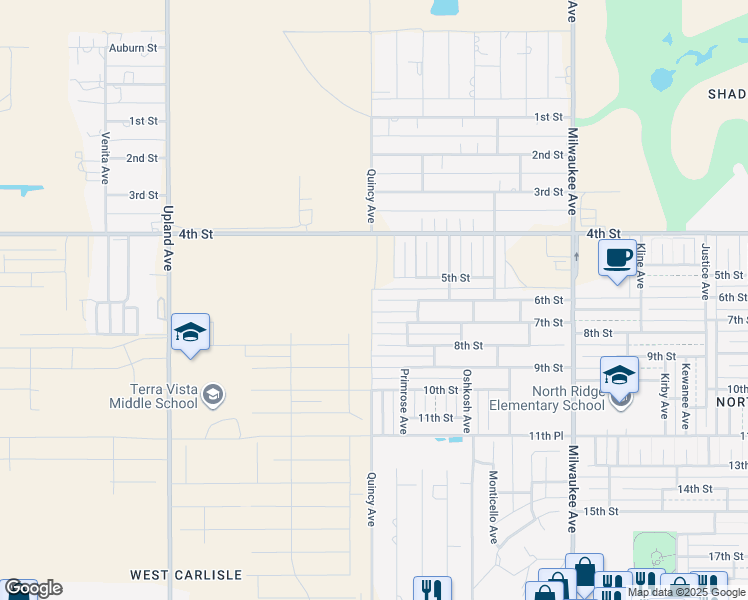 map of restaurants, bars, coffee shops, grocery stores, and more near 6832 Quincy Avenue in Lubbock