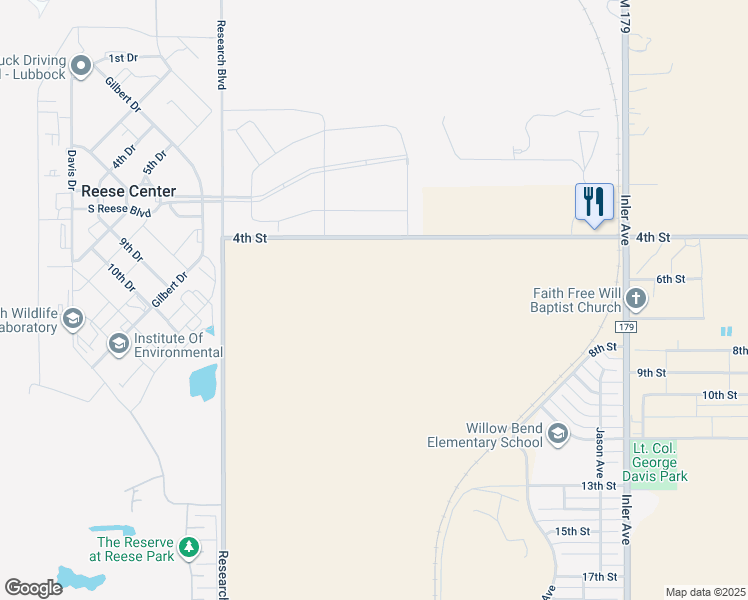 map of restaurants, bars, coffee shops, grocery stores, and more near in Lubbock