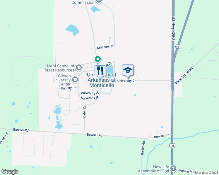 map of restaurants, bars, coffee shops, grocery stores, and more near in Monticello