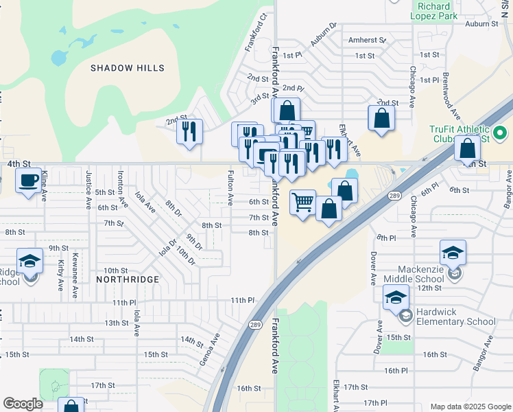 map of restaurants, bars, coffee shops, grocery stores, and more near 5826 7th Street in Lubbock