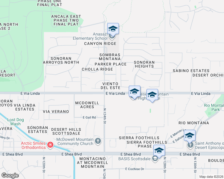 map of restaurants, bars, coffee shops, grocery stores, and more near 11399 North 124th Street in Scottsdale