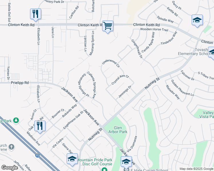 map of restaurants, bars, coffee shops, grocery stores, and more near 40475 Crystal Aire Court in Murrieta