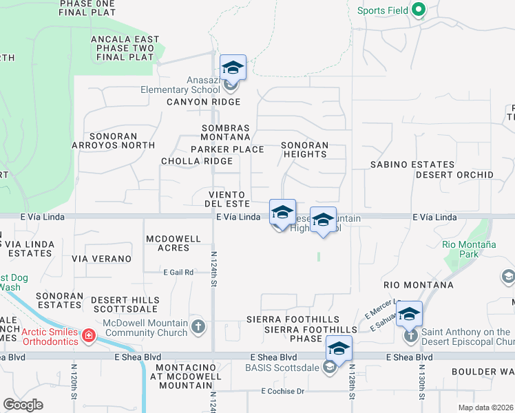map of restaurants, bars, coffee shops, grocery stores, and more near 12513 East Lupine Avenue in Scottsdale
