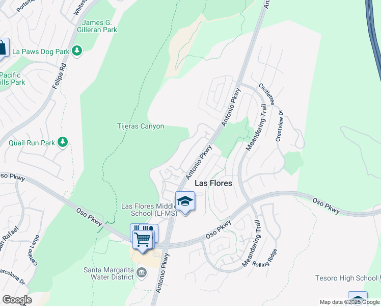 map of restaurants, bars, coffee shops, grocery stores, and more near 186 Seacountry Lane in Rancho Santa Margarita