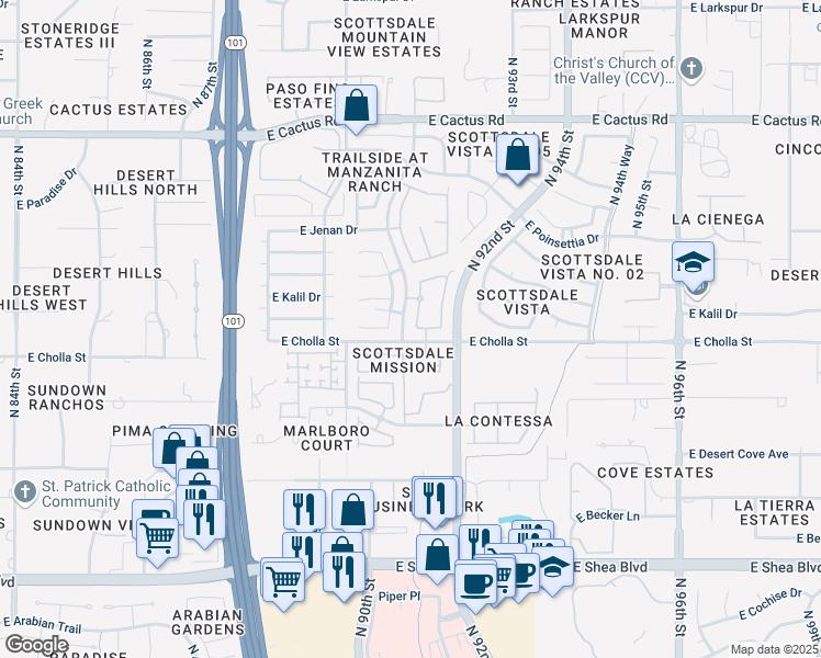 map of restaurants, bars, coffee shops, grocery stores, and more near 11260 North 92nd Street in Scottsdale