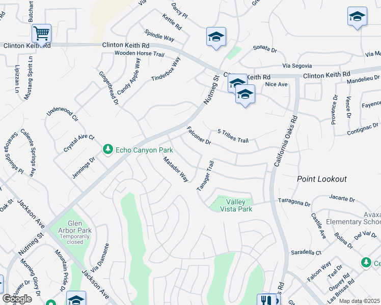 map of restaurants, bars, coffee shops, grocery stores, and more near 23839 Golden Pheasant Lane in Murrieta