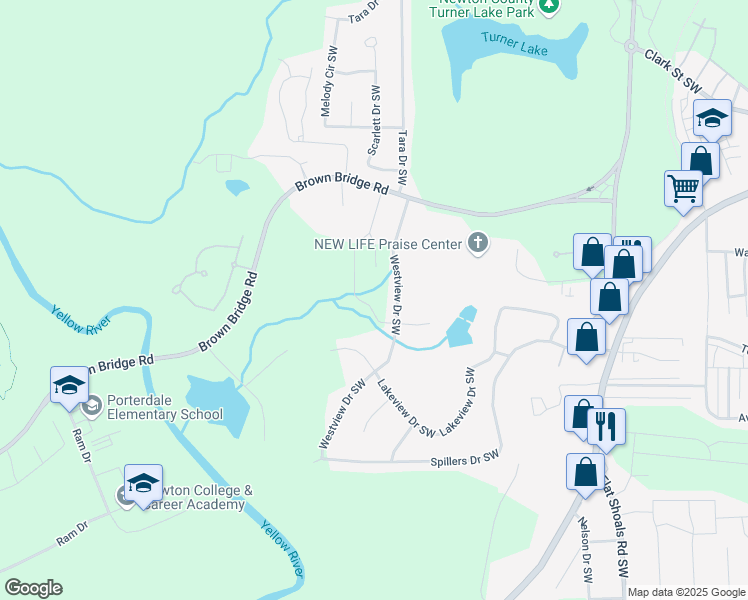 map of restaurants, bars, coffee shops, grocery stores, and more near 9061 Jim Purcell Drive in Covington