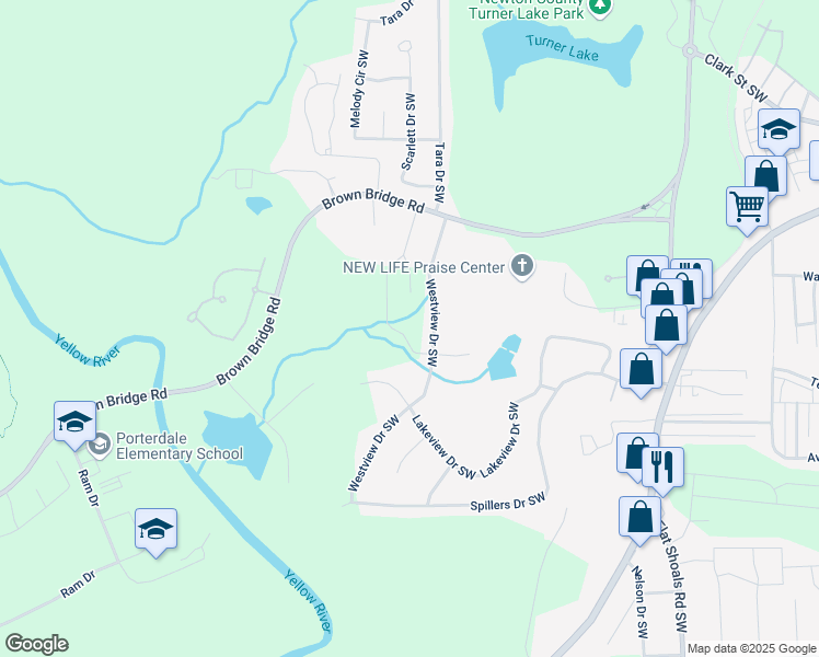 map of restaurants, bars, coffee shops, grocery stores, and more near 9061 Jim Purcell Drive in Covington