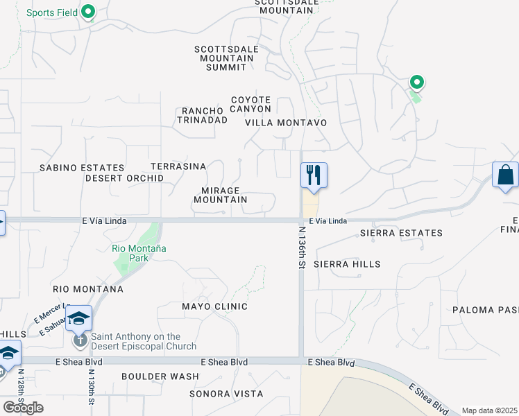 map of restaurants, bars, coffee shops, grocery stores, and more near 11639 North 134th Street in Scottsdale