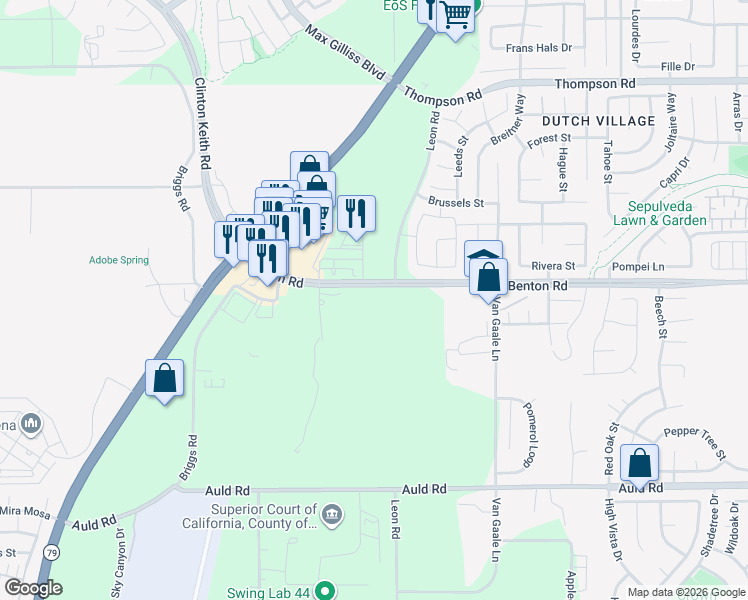 map of restaurants, bars, coffee shops, grocery stores, and more near 30951 Benton Road in Winchester