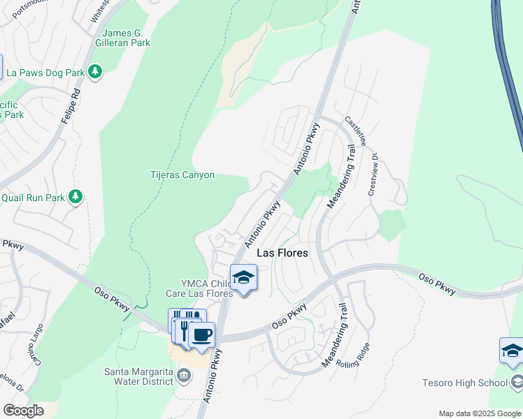 map of restaurants, bars, coffee shops, grocery stores, and more near 94 Seacountry Lane in Rancho Santa Margarita