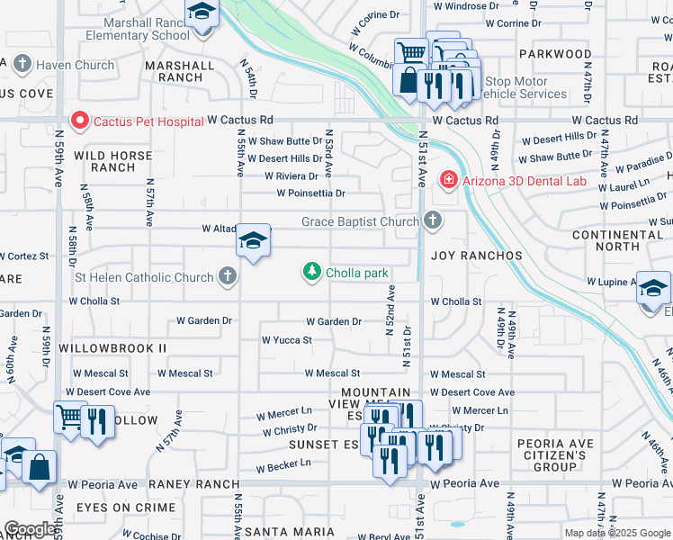 map of restaurants, bars, coffee shops, grocery stores, and more near in Glendale