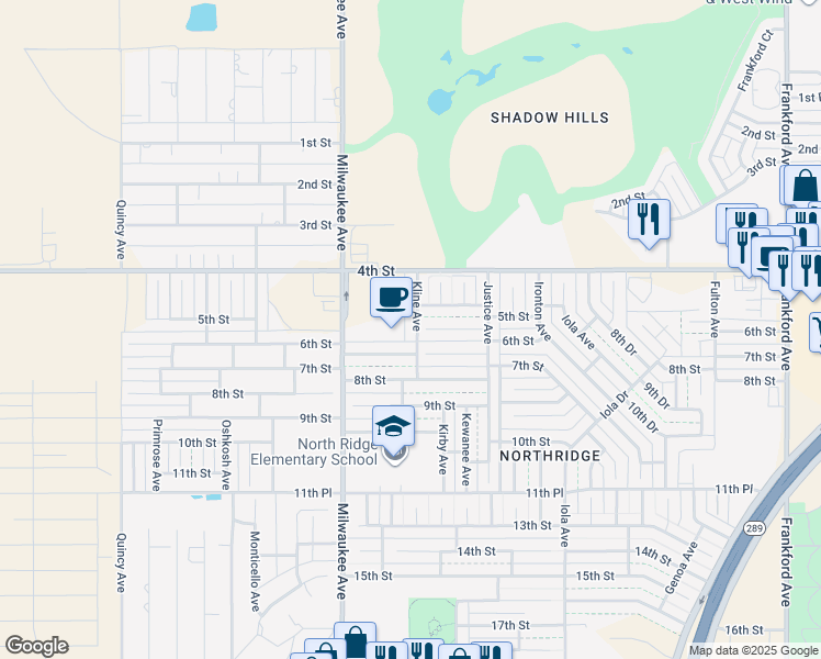 map of restaurants, bars, coffee shops, grocery stores, and more near 502 Kline Avenue in Lubbock