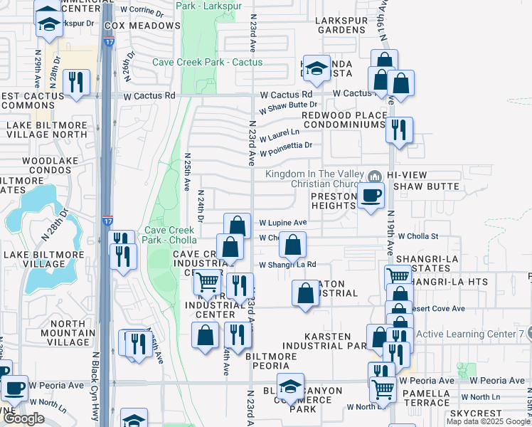 map of restaurants, bars, coffee shops, grocery stores, and more near 2230 West Cortez Street in Phoenix