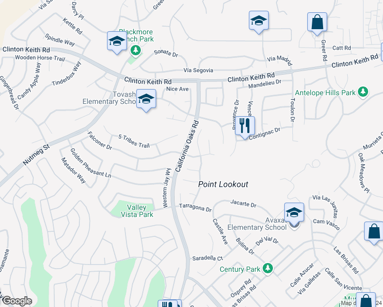 map of restaurants, bars, coffee shops, grocery stores, and more near 39379 Medina Court in Murrieta