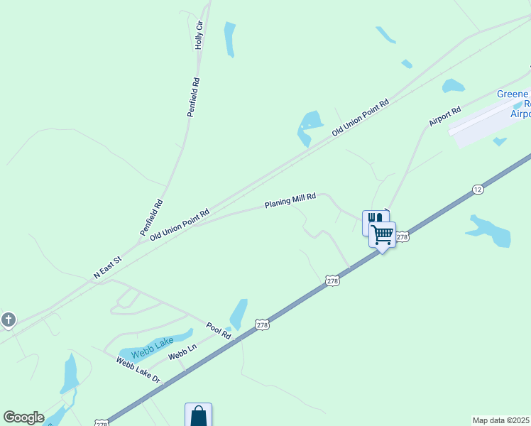 map of restaurants, bars, coffee shops, grocery stores, and more near 1131 Planing Mill Road in Greensboro