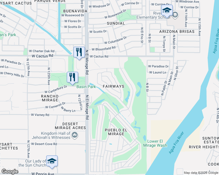 map of restaurants, bars, coffee shops, grocery stores, and more near 11201 North El Mirage Road in El Mirage