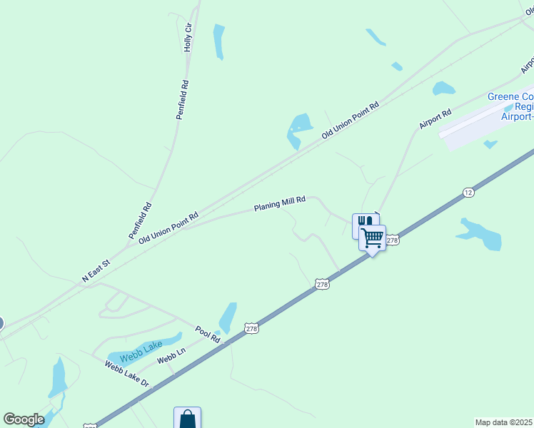 map of restaurants, bars, coffee shops, grocery stores, and more near 1141 Planing Mill Road in Greensboro