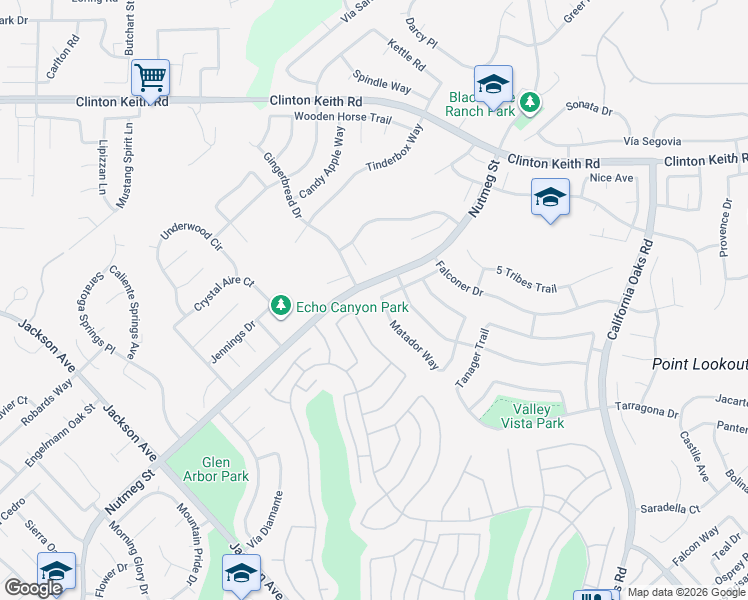 map of restaurants, bars, coffee shops, grocery stores, and more near 40085 Temecky Way in Murrieta