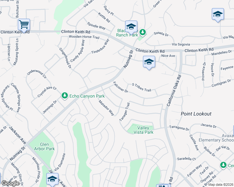 map of restaurants, bars, coffee shops, grocery stores, and more near 23820 Castinette Way in Murrieta