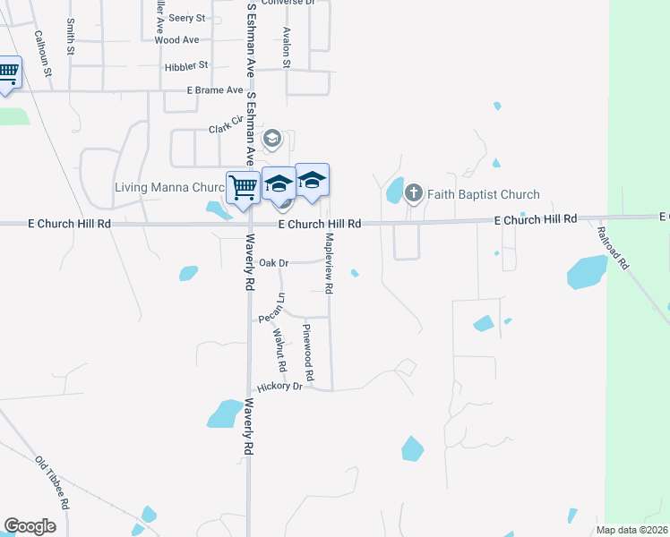 map of restaurants, bars, coffee shops, grocery stores, and more near 1206 Mapleview Road in West Point