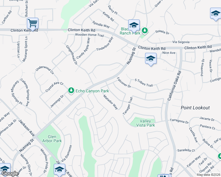 map of restaurants, bars, coffee shops, grocery stores, and more near 23780 Golden Pheasant Lane in Murrieta