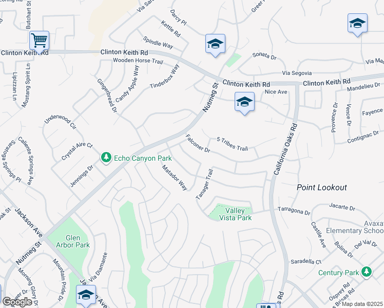 map of restaurants, bars, coffee shops, grocery stores, and more near 23820 Castinette Way in Murrieta