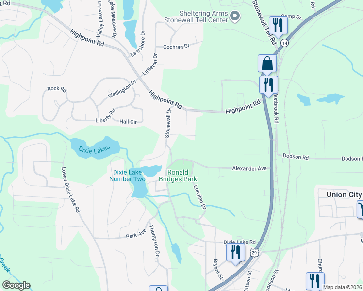 map of restaurants, bars, coffee shops, grocery stores, and more near 5162 Hilltop Drive in Union City