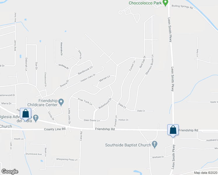 map of restaurants, bars, coffee shops, grocery stores, and more near 2039 Little John Drive in Oxford