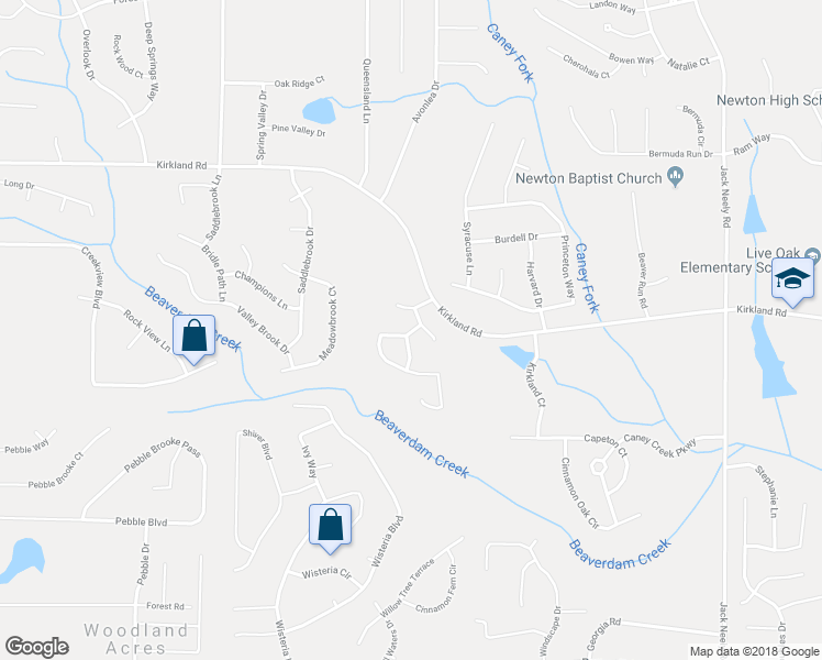 map of restaurants, bars, coffee shops, grocery stores, and more near 20 Bridges Way in Covington