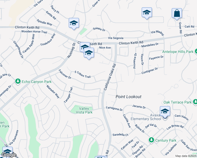 map of restaurants, bars, coffee shops, grocery stores, and more near 24132 Falconer Drive in Murrieta