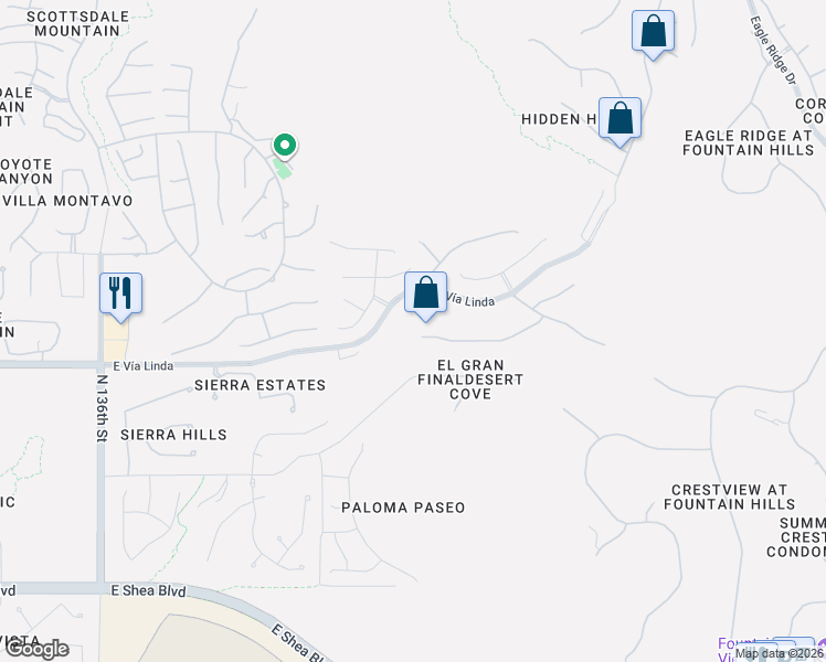 map of restaurants, bars, coffee shops, grocery stores, and more near 14152 East Kalil Drive in Scottsdale
