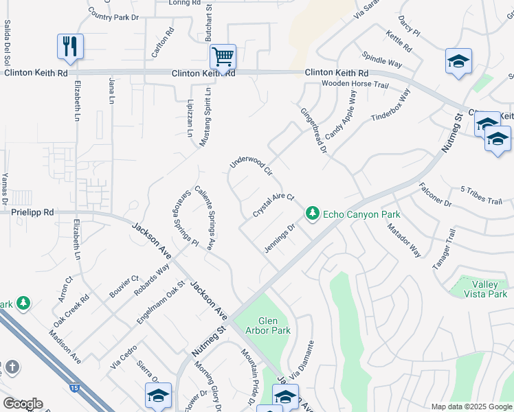 map of restaurants, bars, coffee shops, grocery stores, and more near 40427 Crystal Aire Court in Murrieta