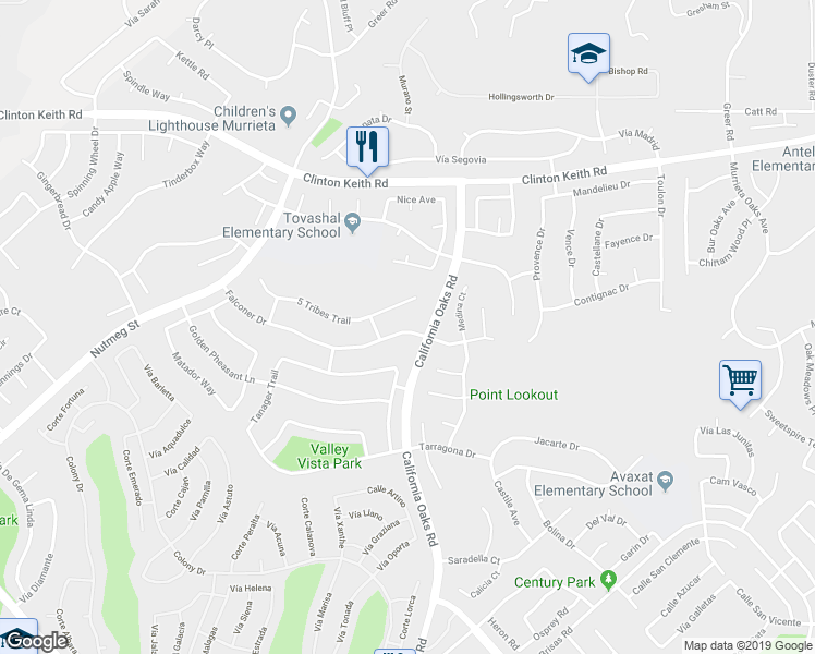 map of restaurants, bars, coffee shops, grocery stores, and more near 24164 Falconer Drive in Murrieta