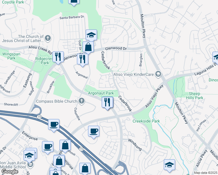 map of restaurants, bars, coffee shops, grocery stores, and more near 8 Summerwood in Laguna Hills