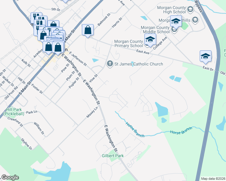 map of restaurants, bars, coffee shops, grocery stores, and more near 524 Hillside Road in Madison