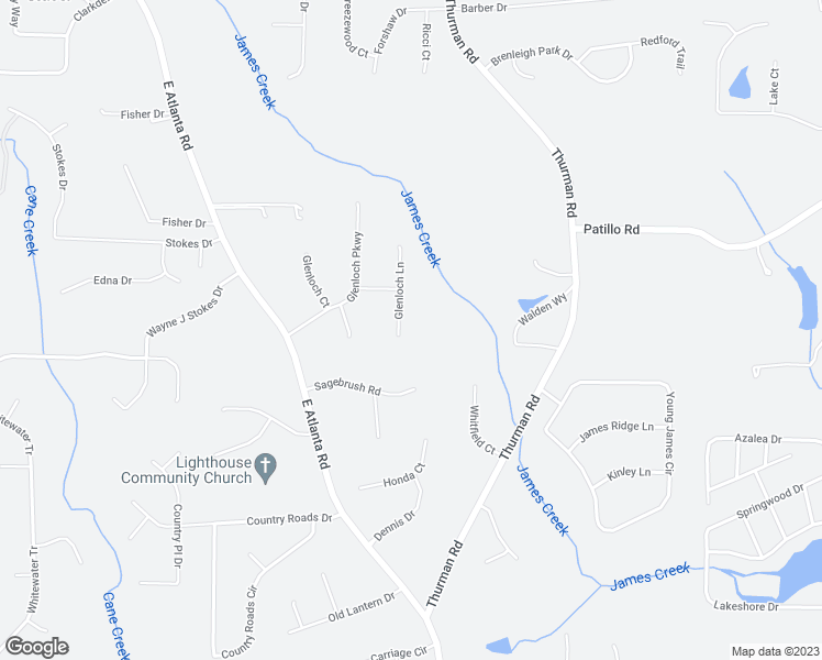 map of restaurants, bars, coffee shops, grocery stores, and more near 308 Glenloch Lane in Stockbridge