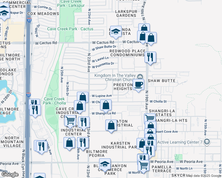 map of restaurants, bars, coffee shops, grocery stores, and more near 2131 West Cortez Street in Phoenix