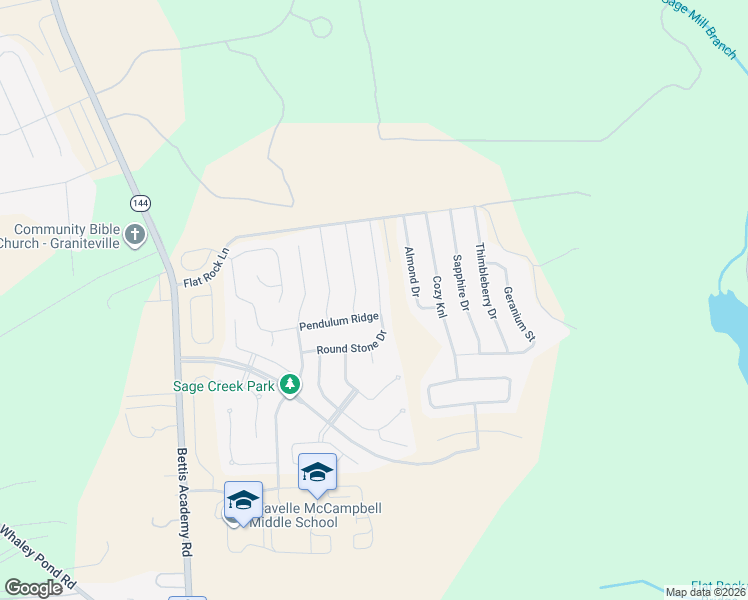 map of restaurants, bars, coffee shops, grocery stores, and more near 7265 Round Stone Drive in Graniteville